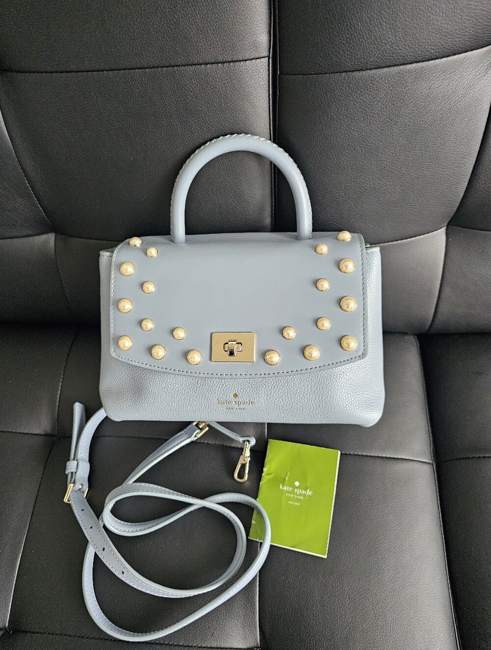 Authentic Kate spade Light Blue Pearl Studded Top-Handle Bag